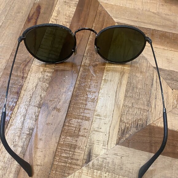 Custom Ray-Ban Leather Round Sunglasses - Picture 4 of 5